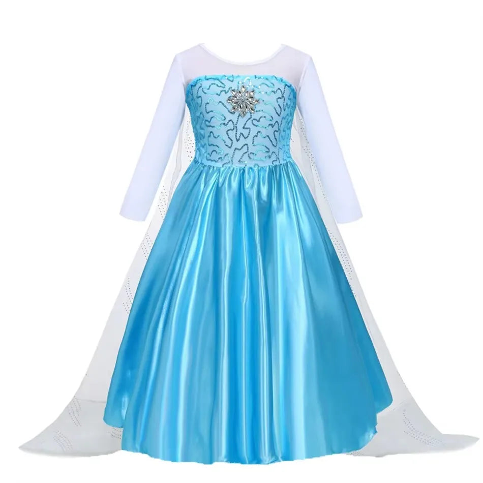 Elsa Dress for Girls Elsa Costume Snow Queen Anna Dress Cosplay Birthday Party Children Kids Carnival Girl Halloween Costume