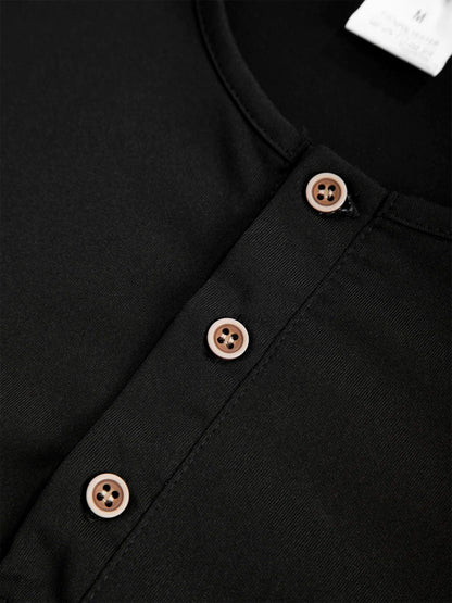New Men's Henley T-shirts Long Sleeve Basic Casual Band Collar T Shirts Comfortable Soft Pullover Tops Male Tee