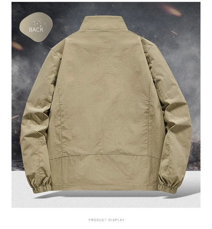 Autumn Breathable New Men's Jackets Outdoor Sports Loose Korean Casual Coat Man Stand Up Collar Classic Solid Color Windbreaker