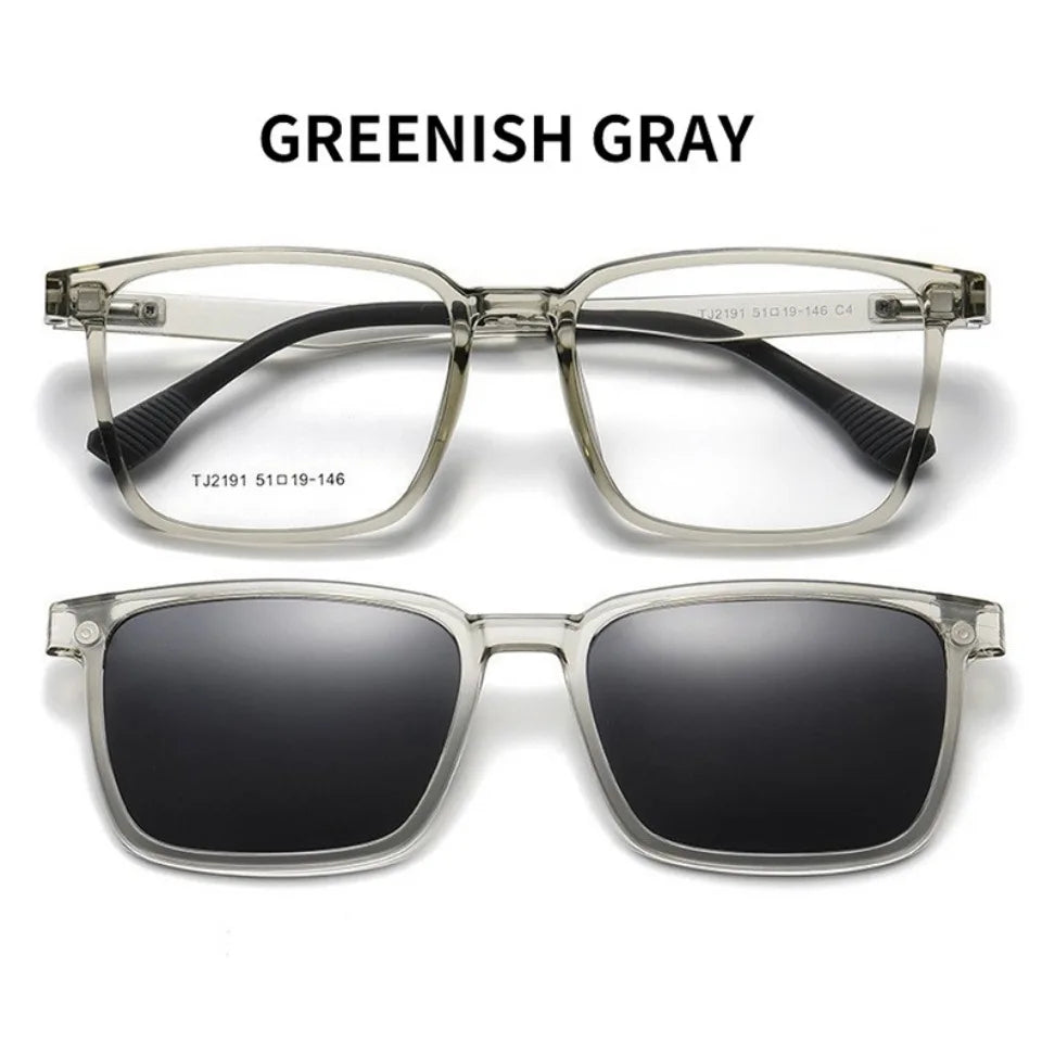 Flip-up Magnetic Clip-on Prescription Glasses Men Women TR90 Polarised Myopia Sunglasses Night Vision Reading Glasses 2191