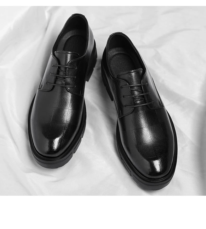 8-10cm Height Increasing Shoes for Men Platform Breathable Lift Casual Inside High Shoes Business Dress Elevator Leather Shoes