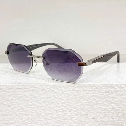 Rimless Polygon Luxury Sunglasses Acetate Alloy Gold Brand Irregular Square Original Classical Retro UV400 Gafas Hot