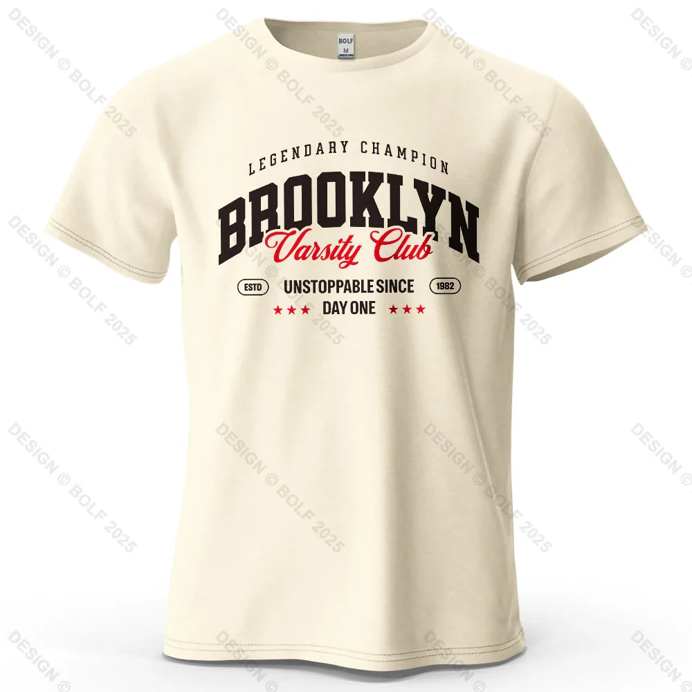 Brooklyn Printed Men's T-Shirt 100% Cotton Oversized City Graphic Tees for Women Tops Tees Casual Streetwear