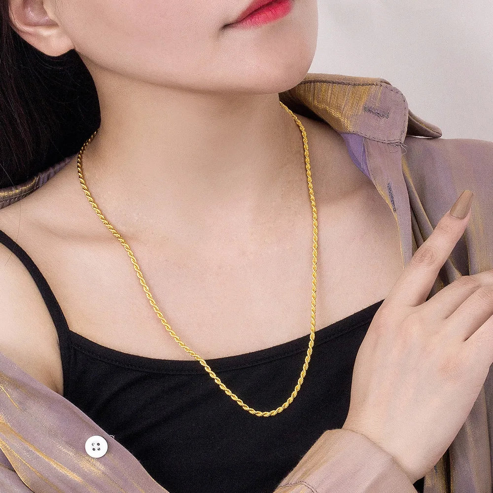 Men 100%925 Sterling Silver 3mm Twist Rope Chain Necklace Women Diamond Cut Clasp Box Chain 16-30 inch Chocker Jewelry Boy Gifts