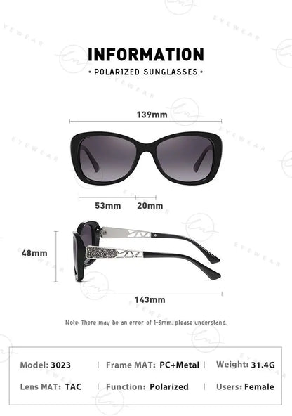 2024 Women's Sunglasses Gradient Polarized Lens Luxury Design Ladies Elegant UV400 Fashion Eyewear Lunette De Soleil Femme