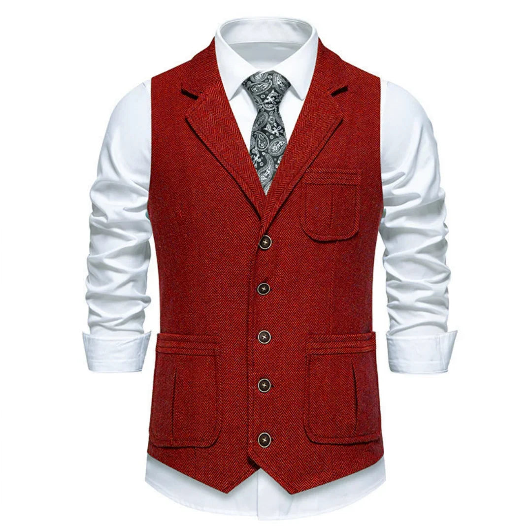Men Vest Drak Gray Herringbone Single Button Waistcoat For Wedding Birthday Banquet Party Business Work Daily Men Suit Vest