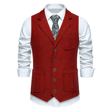 Men Vest Drak Gray Herringbone Single Button Waistcoat For Wedding Birthday Banquet Party Business Work Daily Men Suit Vest