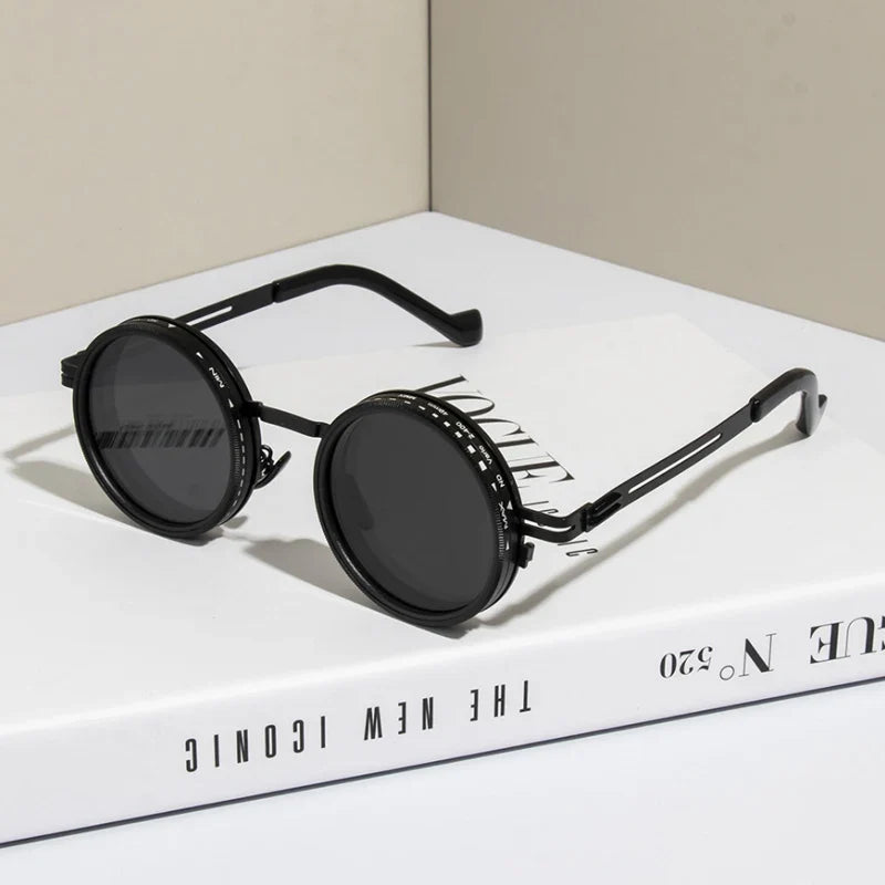 Cycling ND2-400 9 Level Adjustable Dimming Polarized Sunglasses Men Women Fishing Punk Round Glasses Eyeglasses ND Filter
