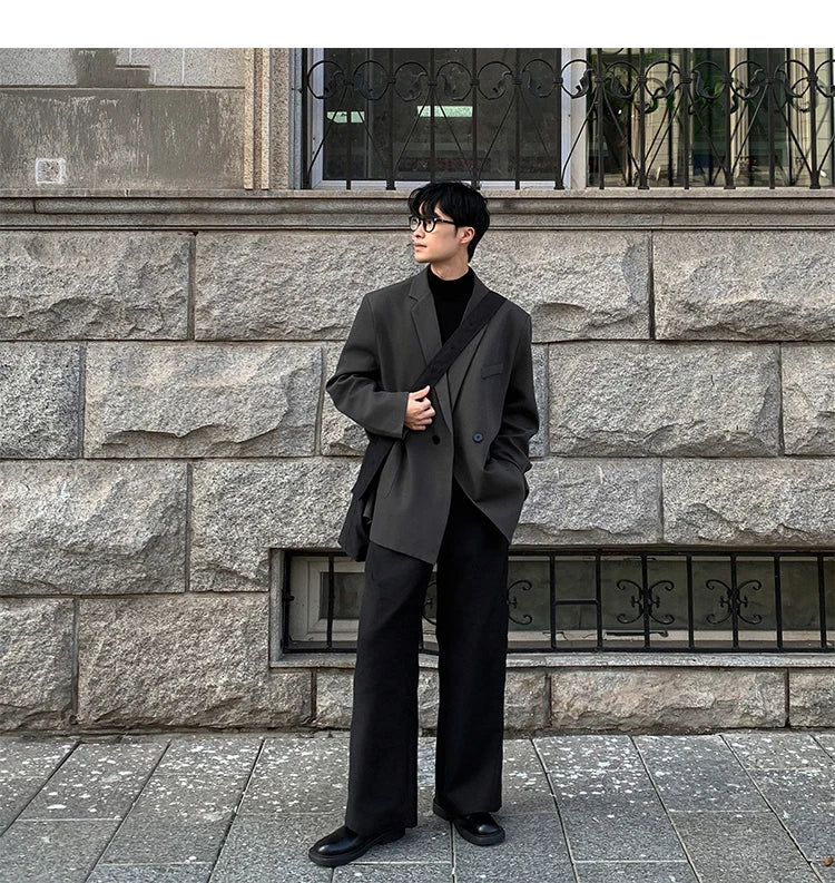 Spring Summer Men Formal Blazers Men Korean Fashion Loose Casual Dress Jacket Men Harajuku Social Suit Jacket Clothing