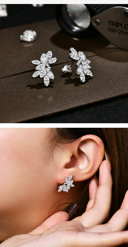 Luxury S925 Sterling Silver Moissanite Stud Earrings for Women Man Wedding Engagement Party Gift Exquisite Jewelry Sets