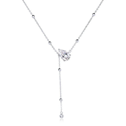 1CT 3CT Water Drop Moissanite Necklace Women's Pendant Adjustable Chain Lab Diamond Pure 925 Silver Jewelry Girls Gift