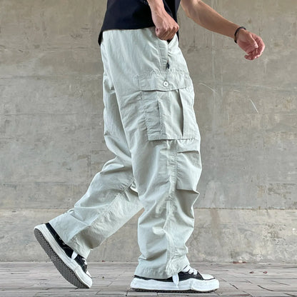 Mens Womens Spring Summer Lightweight Quick Dry Baggy Loose Paratrooper Cargo Pants Outdoor Techwear Multi Pocket Streetwear