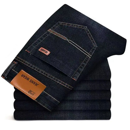 Men Fashion Straight Jeans Mens 2024 New Stretch Slim Fit Pants Comfortable Soft Business Denim Trousers Male Brand Clothing