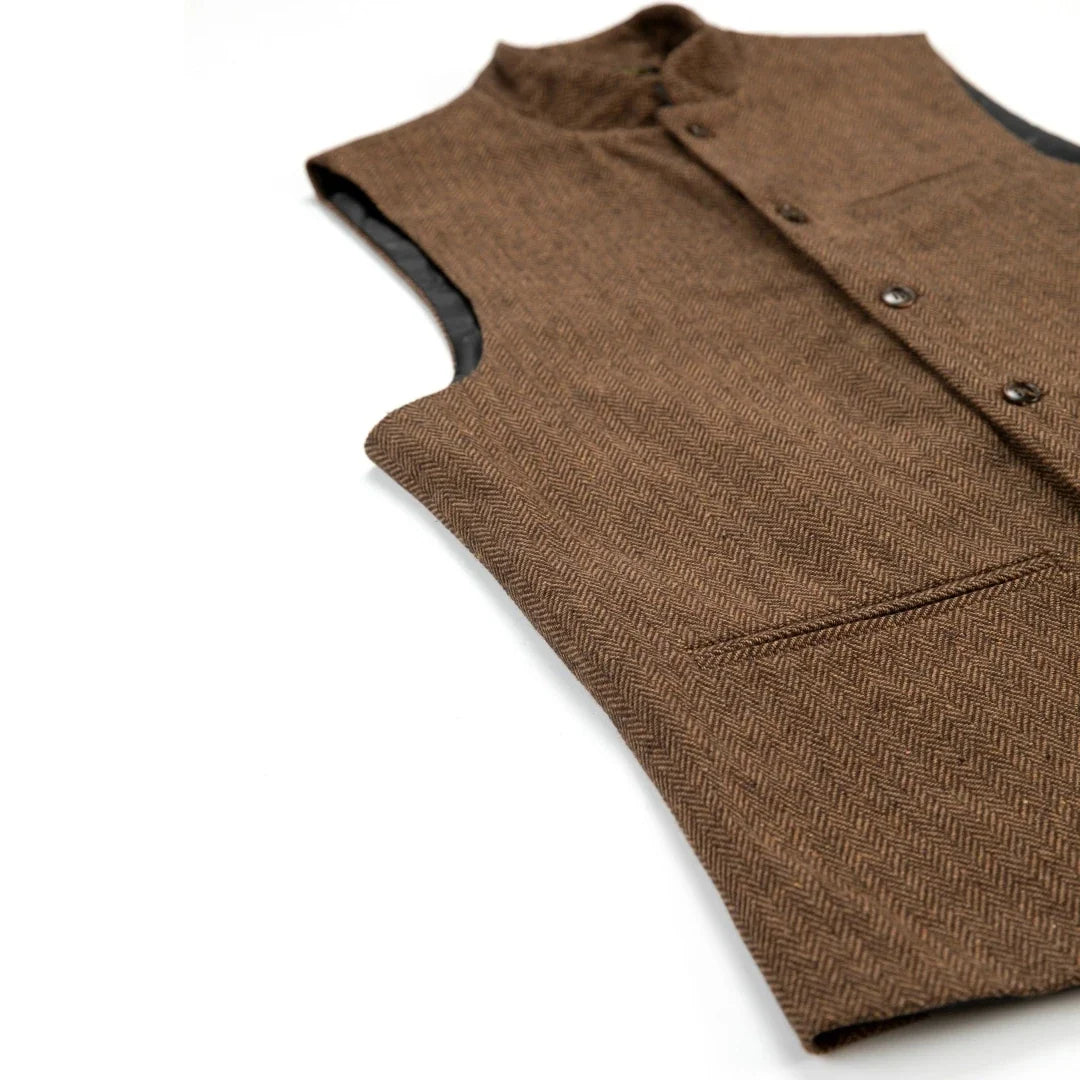 Men Vest Gray Herringbone Height Collar Single Button Waistcoat For Wedding Party Business Work Daily Casual Men Suit Vest