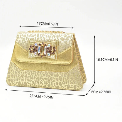 Classics Style New Arrivals Italian Women Shoes Matching Bag Set in Gold Color Comfortable Heels Pumps for Wedding Women Heels