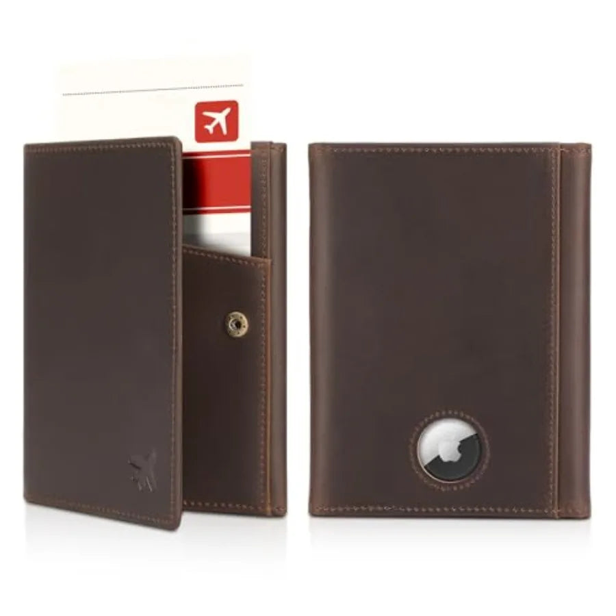 Polare Napa Leather Pilot Wallet Passport Holder RFID Blocking Tri-fold Travel Cover Document Organizer for Aviation Profession