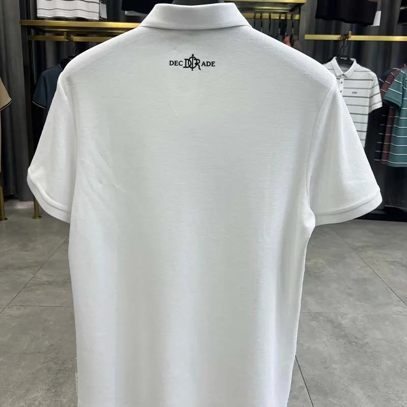 High end 100% cotton short sleeve T-shirt men's lapel top 2024 summer new designer brand embroidery fashion casual polo shirt