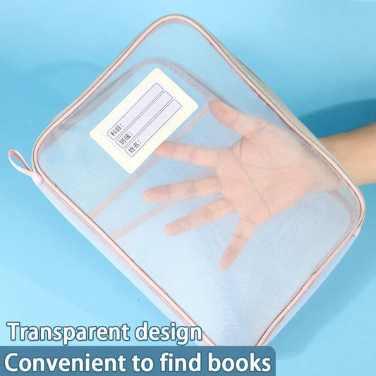 1 Pcs A4 Transparent File Subject Classification Thickened 5 Colors Mesh Simple Hand Storage Bag