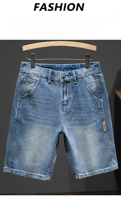 Summer Thin Bermuda Jeans Men's High Street Straight Shorts Fashion Casual Blue Classic Style Male Clothes Short Pants