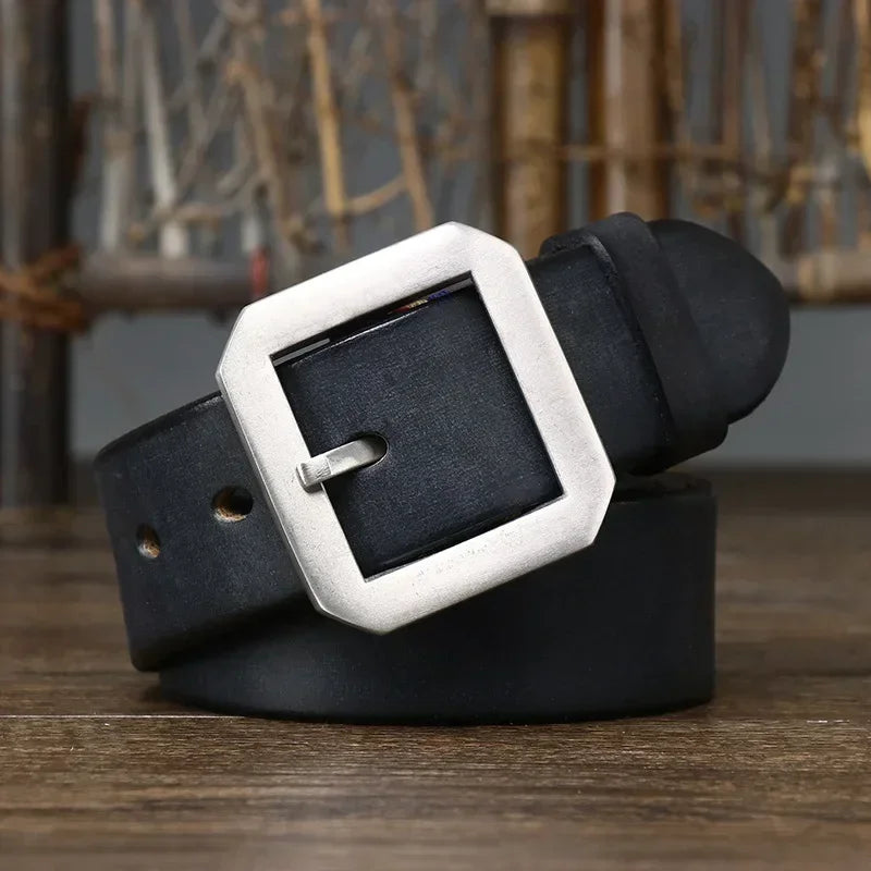 3.8CM Thick Cowhide Genuine Leather Casual Jeans Belt Men High Quality Stainless Steel Buckle Luxury Male Strap Cowboy Cintos