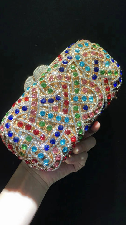 Women Hollow Out Diamond Evening Bag Wedding Party Banquet Bag Crystal Clutch Bag Rhinestone Dress Bag Luxury Designer Handbags