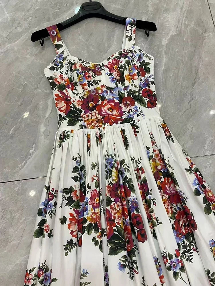 2026 New Women's Dress Sexy Spaghetti Strap Backless Fashion Print Cotton Casual Holiday Dresses