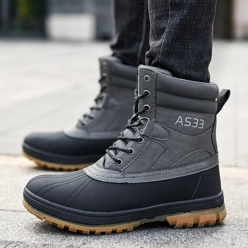 Plus Size 48 Outdoor Men Boots Winter Snow Boots for Men Training Work Boots Waterproof Slip-Resistant Keep Warm Winter Shoes