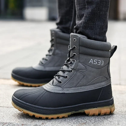 Plus Size 48 Outdoor Men Boots Winter Snow Boots for Men Training Work Boots Waterproof Slip-Resistant Keep Warm Winter Shoes