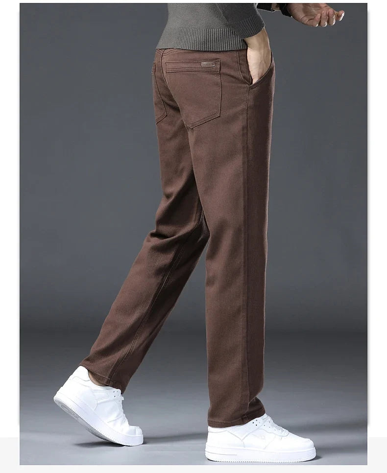 Classic Style 3 Colors Autumn Men's Slim Brown Jeans High Quality Business Casual High Stretch Denim Pants Male Brand Trousers