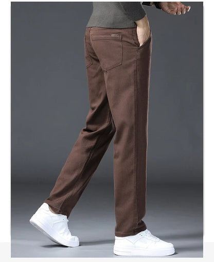 Classic Style 3 Colors Autumn Men's Slim Brown Jeans High Quality Business Casual High Stretch Denim Pants Male Brand Trousers