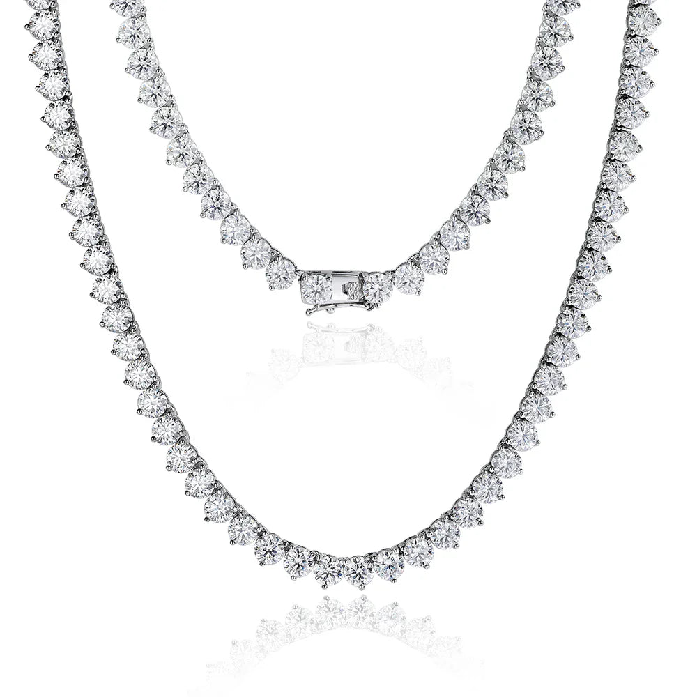 3 Claw D VVS1 Moissanite Tennis Necklace 3/4/5mm GRA Certified Lab Diamond Solid s925 Silver GRA Necklace for Women Man