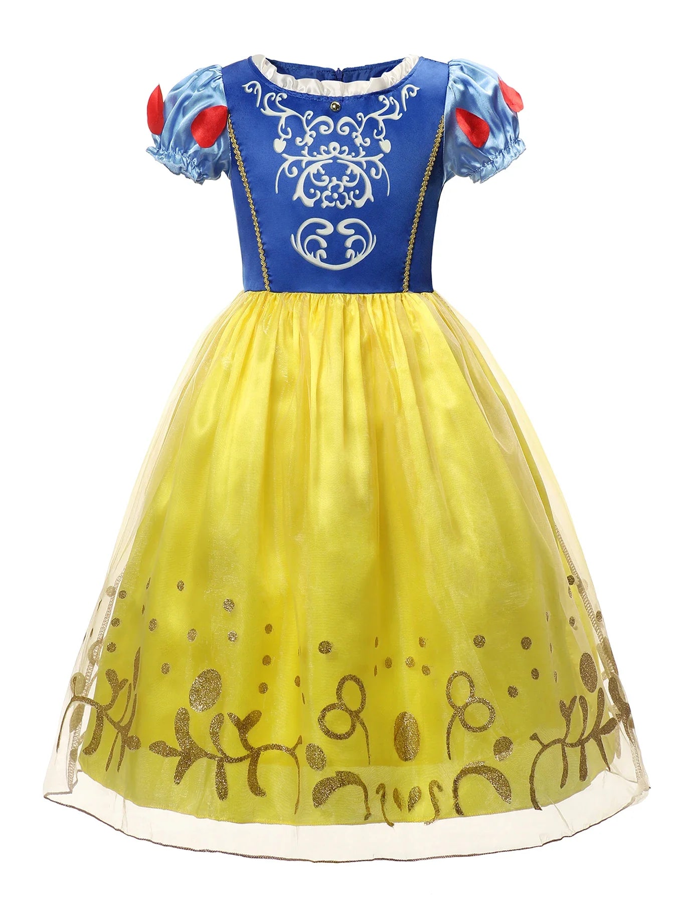 Summer Deluxe Princess Snow White Gown with Cape Girls Fairy Kids Cosplay Costume Toddler Carnival Apparel Halloween Dress up