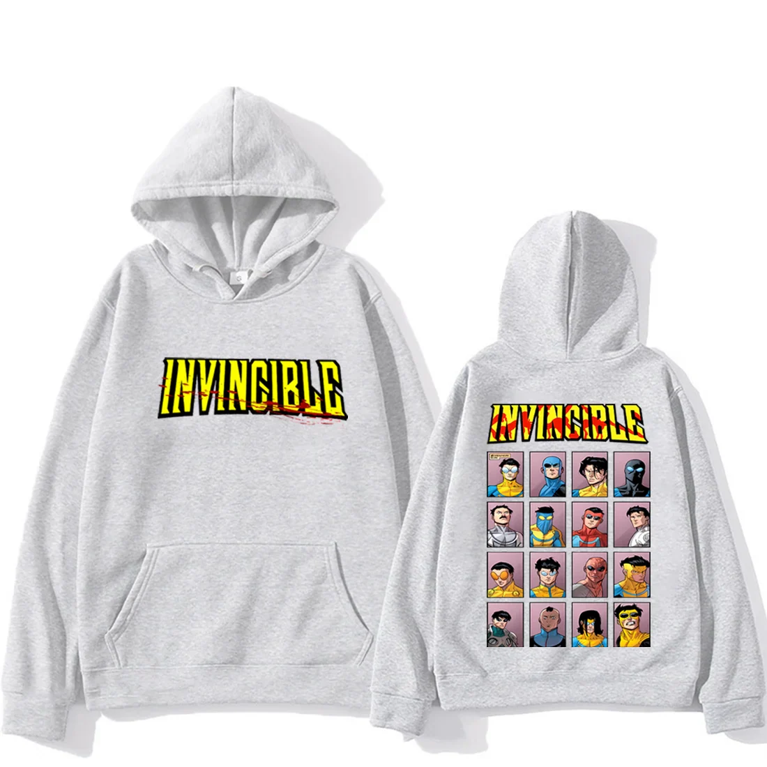 Invincible Mark Superhero Double Sided Printed hoodie Men Women's harajuku clothing Fleece Long Sleeve Anime hip hop streetwear