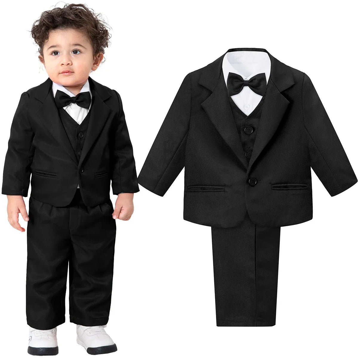 Baby Tuxedo Toddler Suit Infant Boy Easter Church Halloween Wedding Birthday Party Gift Ring Bearer Photography Outfit Set