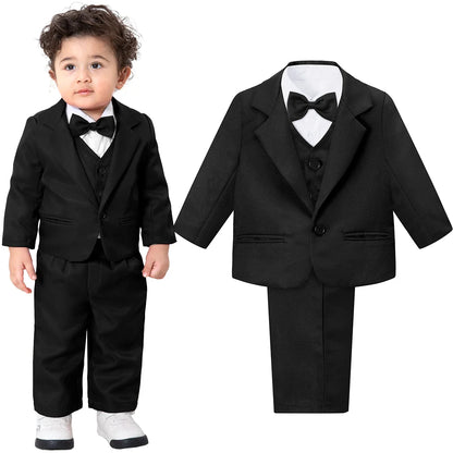 Baby Tuxedo Toddler Suit Infant Boy Easter Church Halloween Wedding Birthday Party Gift Ring Bearer Photography Outfit Set