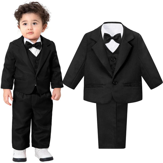 Baby Tuxedo Toddler Suit Infant Boy Easter Church Halloween Wedding Birthday Party Gift Ring Bearer Photography Outfit Set