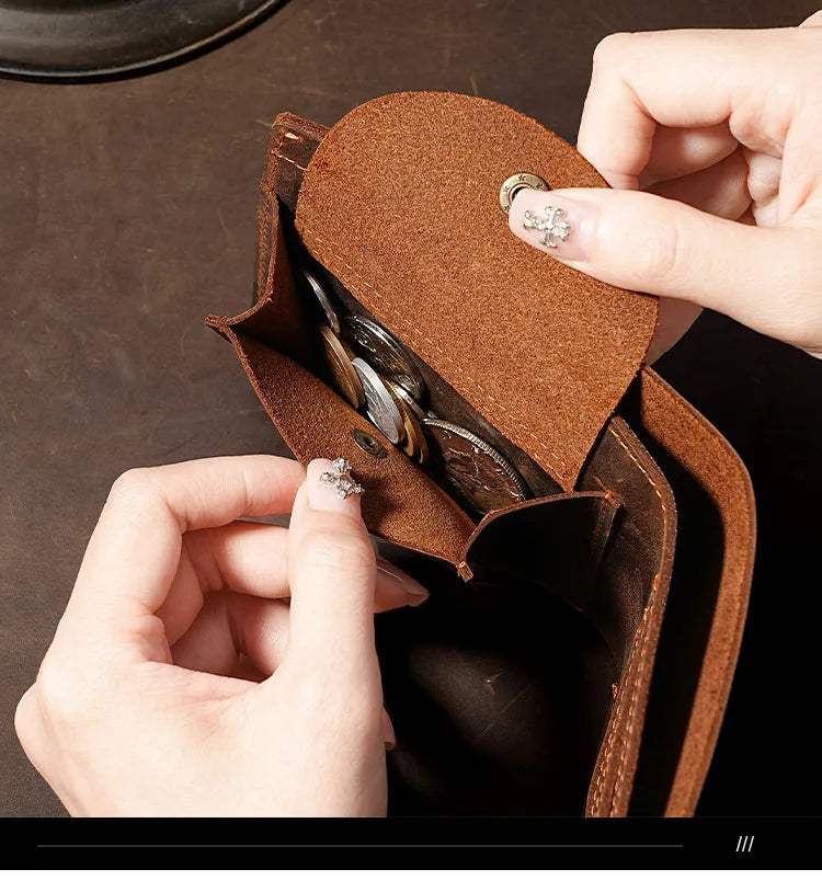 Crazy Horse Leather Men's Wallet Short Retro Cowhide Business Casual Mens Wallets Coin Purse