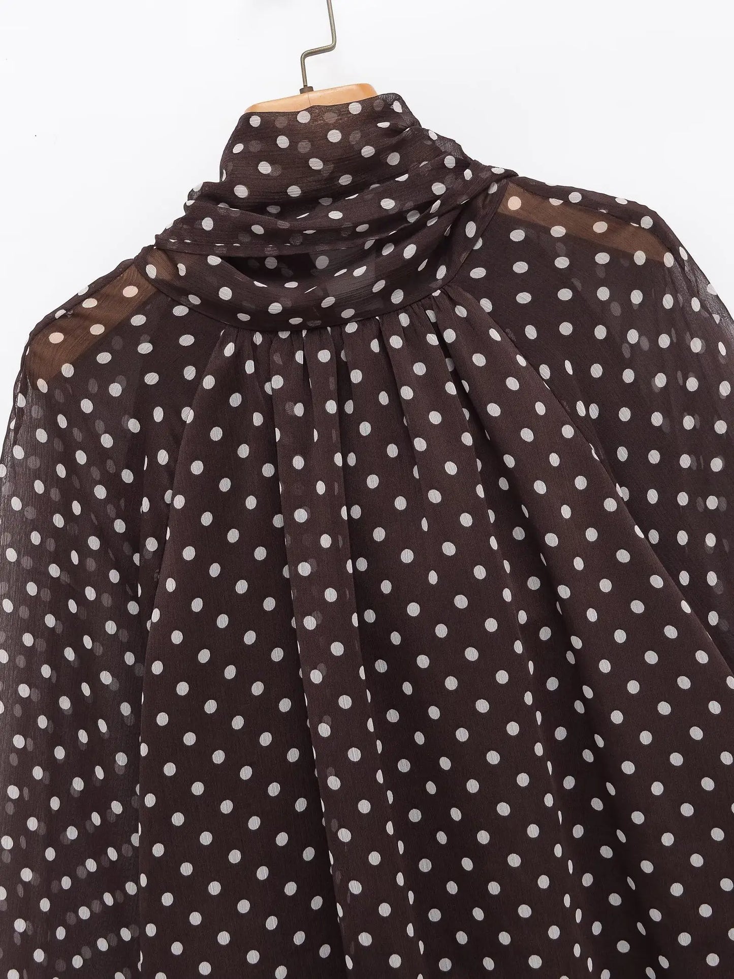Fashion Simple Bow Polka Dot Shirt European and American Style Loose Long Sleeve Blouse Spring Summer Casual Tops