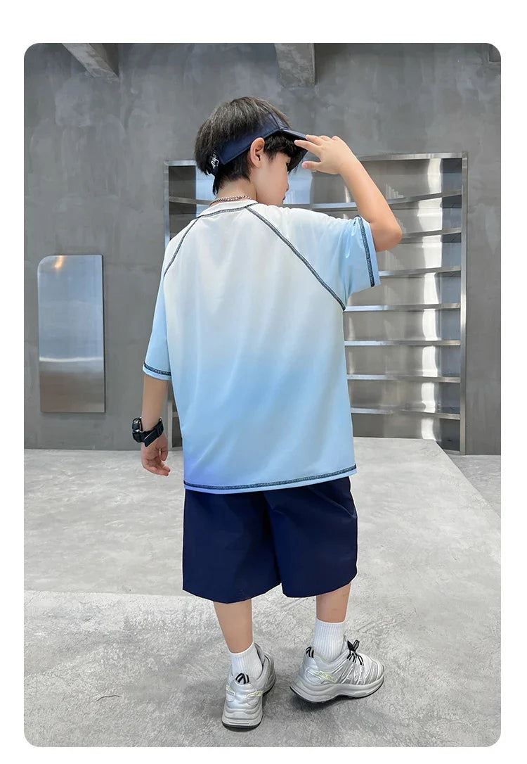 Kids Boy Summer Set Quick-drying T-shirt Shorts Clothing Set New Casual Child Sportswear 2 Pieces Outfit 5 6 7 8 9 10 11 12 14 Y