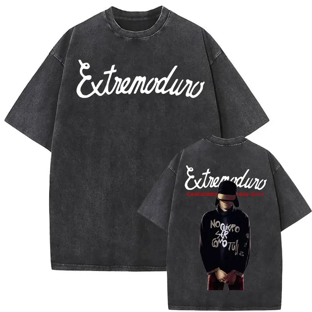Rock Band EXTREMODURO Tour 2025 Vintage Washed T-shirt Men Women Fashion Hip Hop Street T Shirts Summer Loose Oversized T Shirt