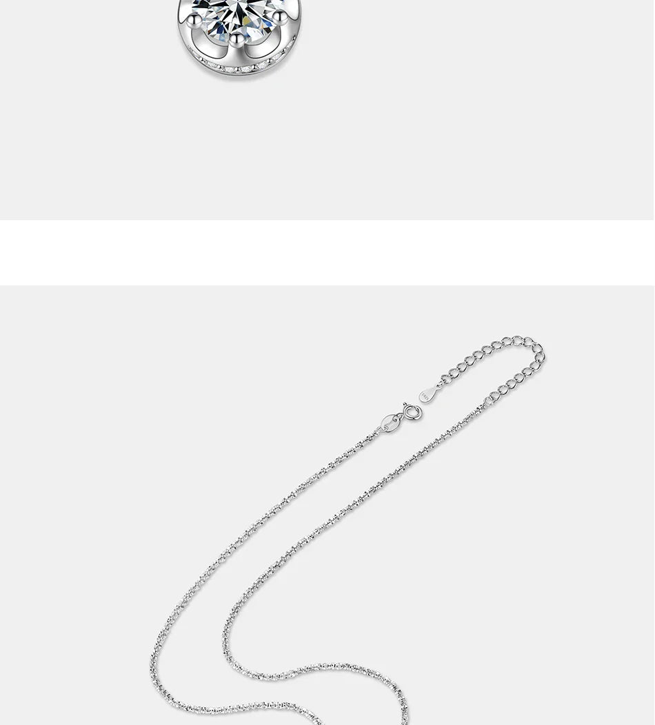 1/2CT Moissanite Necklace for Women S925 Pure Silver Sparkling Crown Diamond Pendant Luxurious Wedding Jewelry
