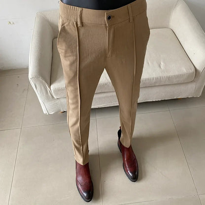 Summer New Light Thin Solid Color Suit Pants High Quality Slim Fit Stretch Trousers Men's Formal Business Social Dress Pants