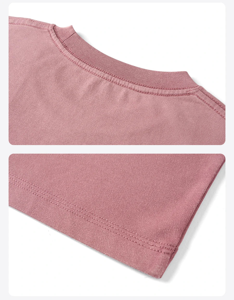 2026 Summer New 260gsm 100% Cotton Fabric Snow Washed Vintage T-shirts Men Letter Embroidery Plus Size Tops