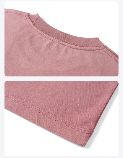 2026 Summer New 260gsm 100% Cotton Fabric Snow Washed Vintage T-shirts Men Letter Embroidery Plus Size Tops