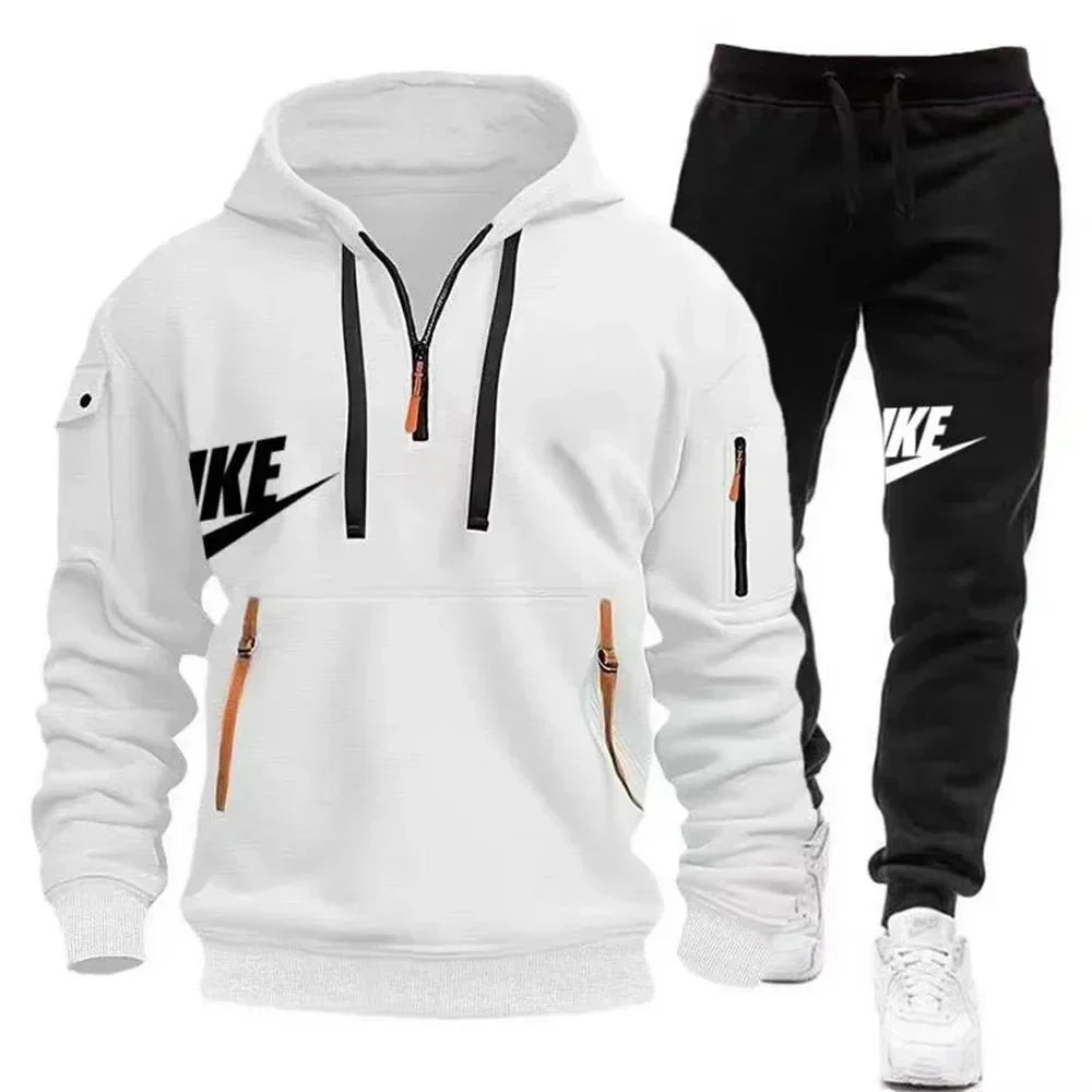 2025 New men's autumn and winter suit zipper hoodie + trousers suit casual men's sportswear