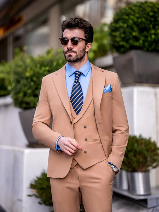 Casual Stylish Tuxedo For Men Party Prom Wear Premium Chic Notched Lapel Men's Suit Set 3 Pieces Blazer Vest Pants Customized