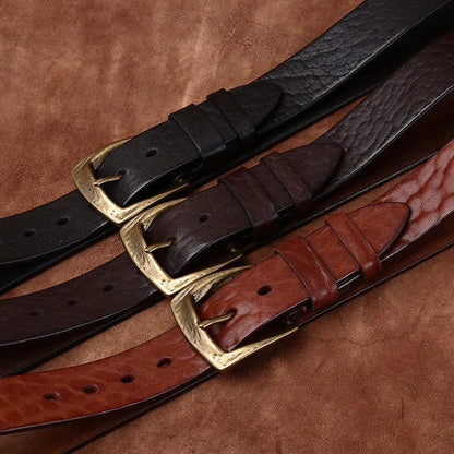 3.8CM Men High Quality Genuine Leather Belt Luxury Copper Buckle Belts Thickening Pure Cowskin Vintage Strap Male Jeans for Man