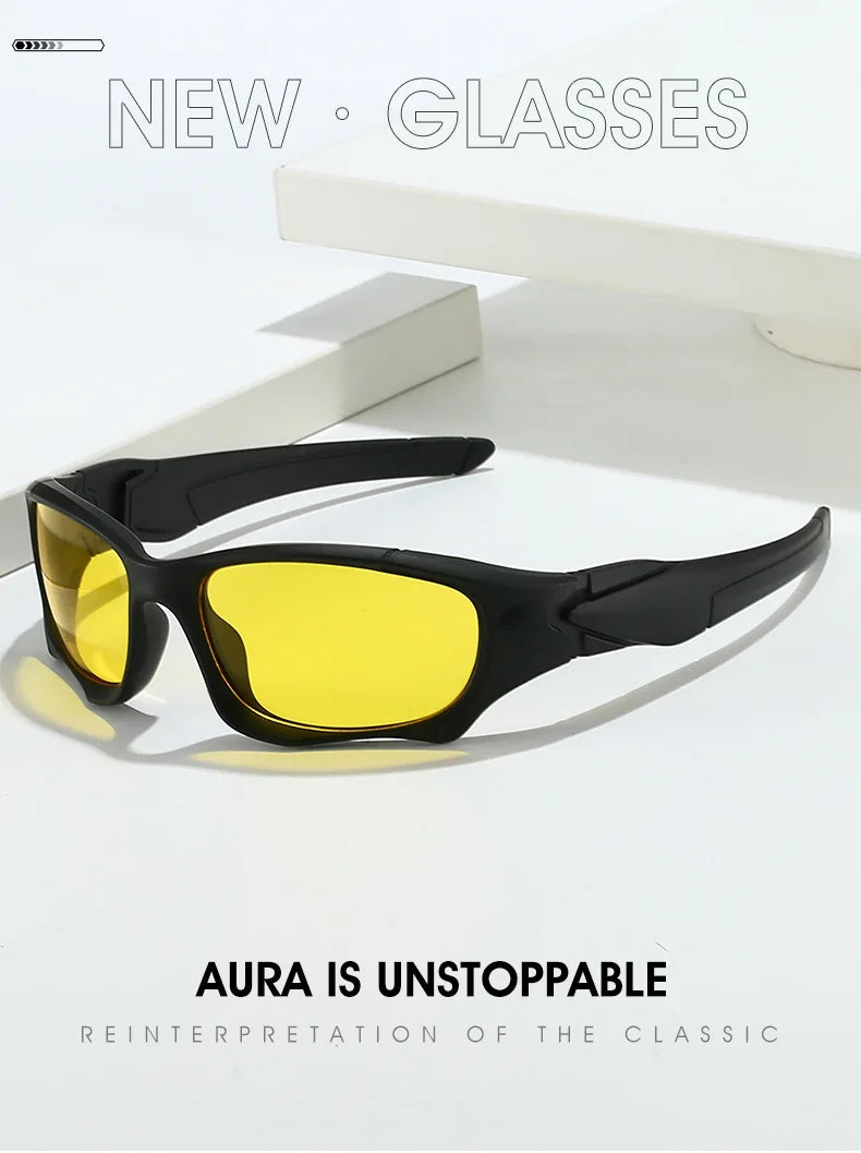 New UV400 Punk Men's Fashion Sport Sunglasses Cycling Driving Tactical Windproof  Coated Frame Fishing Riding Sun Glasses