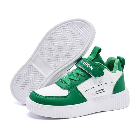 Kids PU Leather Sneakers Casual Basketball Shoes for Boys Trendy Sports Trainers Breathable Non-slip Children Footwear