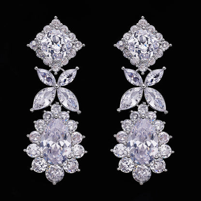 2024 Hot selling 4-piece cubic zirconia bridal jewelry set, Dubai Nigeria crystal wedding jewelry set